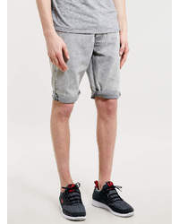 Topman Grey Acid Wash Denim Shorts