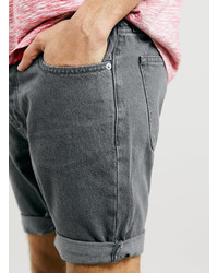 Topman Grey Denim Shorter Length Skinny Fit Shorts