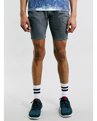 Topman Grey Denim Shorter Length Skinny Fit Shorts
