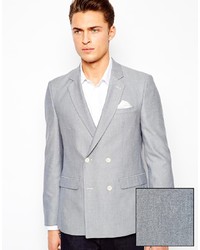 Asos Slim Fit Double Breasted Blazer In Oxford