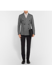 Prada Grey Slim Fit Double Breasted Super 120s Wool Flannel Blazer
