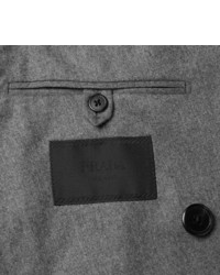 Prada Grey Slim Fit Double Breasted Super 120s Wool Flannel Blazer