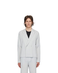 Homme Plissé Issey Miyake Grey Tailored Pleats 2 Double Breasted Blazer