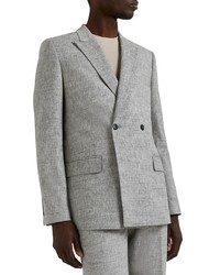 River Island Textured Double Breasted Sport Coat In Light Grey At Nordstrom