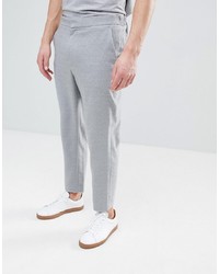 ASOS DESIGN Asos Tapered Smart Trouser In Light Grey Texture With Elasticated Back
