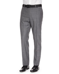 Incotex Benson Sharkskin Wool Trousers Light Gray