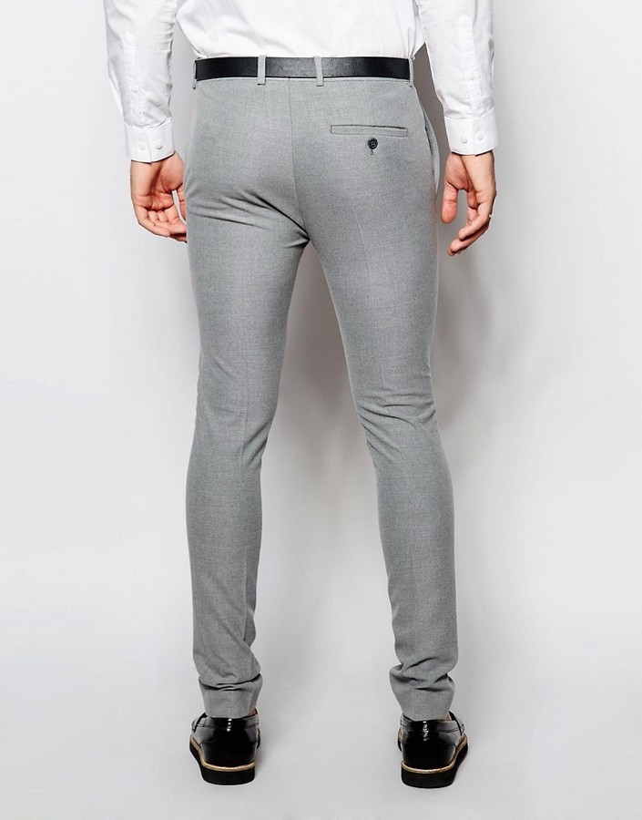 Cropped Pants Mens Super Skinny Plaid Pants Skinny Fit Super - Main Image