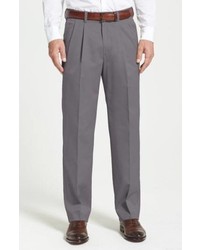 Nordstrom Men's Shop Classic Smartcare Relaxed Fit Double Pleated Cotton Pants