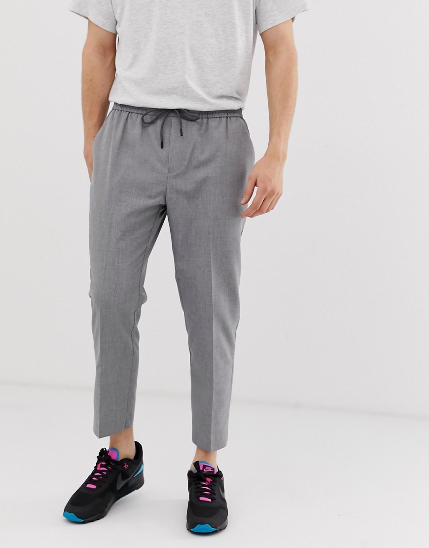 Morse code coffee Every year New Look Cropped Pull On Trousers In Grey Stripe, $23 | Asos | Lookastic