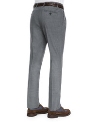 Brunello Cucinelli Double Pleated Wool Trousers Medium Gray