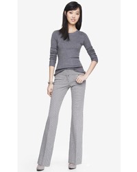 Express Micro Check Wide Waistband Flare Editor Pant