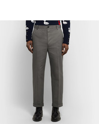Thom Browne Grey Cropped Cotton Twill Trousers