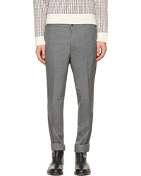 Thom Browne Grey Crosshatch Wool Trousers