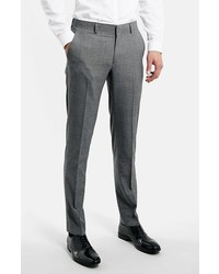 Topman Grey Glen Plaid Slim Fit Suit Trousers