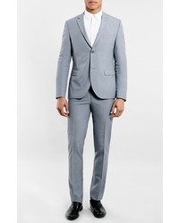 Topman Grey Micro Houndstooth Skinny Fit Suit Trousers