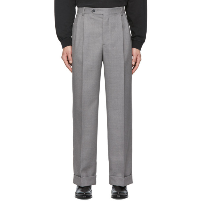 MSGM Grey Pleated Trousers, $314 | SSENSE | Lookastic