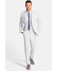 Topman Grey Skinny Fit Oxford Suit Trousers