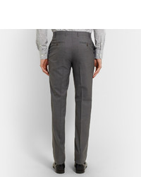 Canali Grey Slim Fit Super 120s Wool Trousers