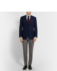 Canali Grey Slim Fit Super 120s Wool Trousers