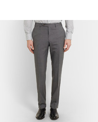 Canali Grey Slim Fit Super 120s Wool Trousers