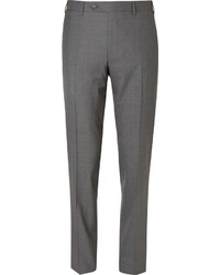 Canali Grey Slim Fit Super 120s Wool Trousers