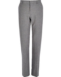 River Island Grey Slim Textured Smart Suit Pants