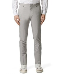 Topman Light Grey Chambray Skinny Fit Suit Trousers