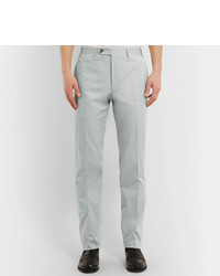 Canali Light Grey Kei Slim Fit Tapered Stretch Cotton Twill Suit Trousers
