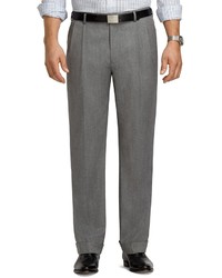 Brooks Brothers Madison Fit Pleat Front Grey Mini Herringbone Trousers