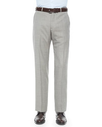 Armani Collezioni Mini Neat Check Flat Front Trousers Graytan