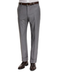 Zanella Parker Flat Front Super 130s Flannel Trousers Grey