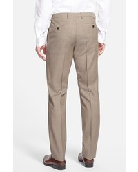 BOSS Sharp Flat Front Solid Wool Trousers