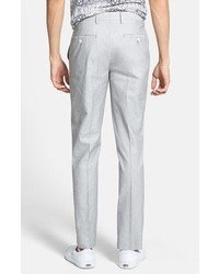 Topman Skinny Fit Grey Oxford Suit Trousers