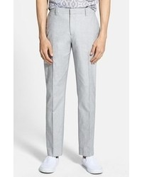 Topman Skinny Fit Grey Oxford Suit Trousers