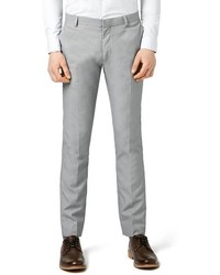 Topman Skinny Fit Textured Grey Suit Trousers