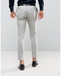 Asos Skinny Suit Pant In Light Gray Texture