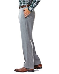 Haggar Straight Fit Heathered Light Gray Flat Front Suit Pants