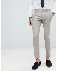 Twisted Tailor Super Skinny Suit Trousers In Stone Linen