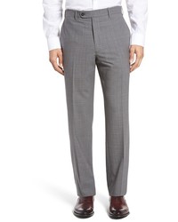 JB Britches Torino Flat Front Check Wool Trousers