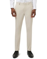 Topman Ultra Skinny Fit Stone Textured Suit Trousers
