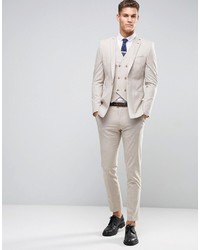Asos Wedding Skinny Suit Pant In Crosshatch Nep