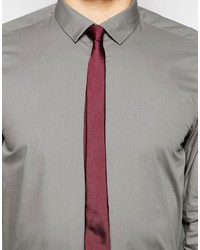 Asos Brand White And Gray Marl Shirt 2 Pack With Burgundy Tie Set In Regular Fit Save 25%