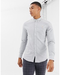 Farah Brewer Slim Fit Oxford Shirt In Grey