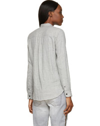 Etoile Isabel Marant Isabel Marant Etoile Grey Crosshatch Cotton Steve Shirt