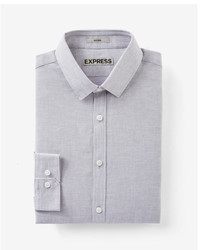 Express Fitted Linen Blend Long Sleeve Dress Shirt
