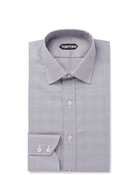 Tom Ford Grey Slim Fit Prince Of Wales Checked Cotton Shirt
