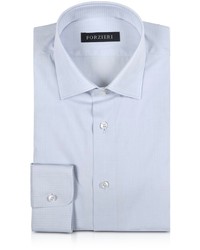 Forzieri Light Gray Checked Woven Cotton Slim Fit Shirt