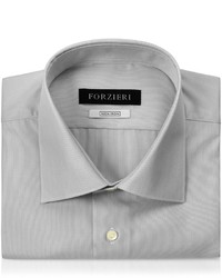 Forzieri Light Gray Striped Non Iron Cotton Slim Fit Shirt