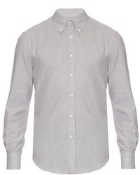 Brunello Cucinelli Long Sleeved Cotton Herringbone Shirt