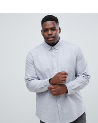 ASOS DESIGN Plus Regular Oxford Shirt In Grey Yarn Dye